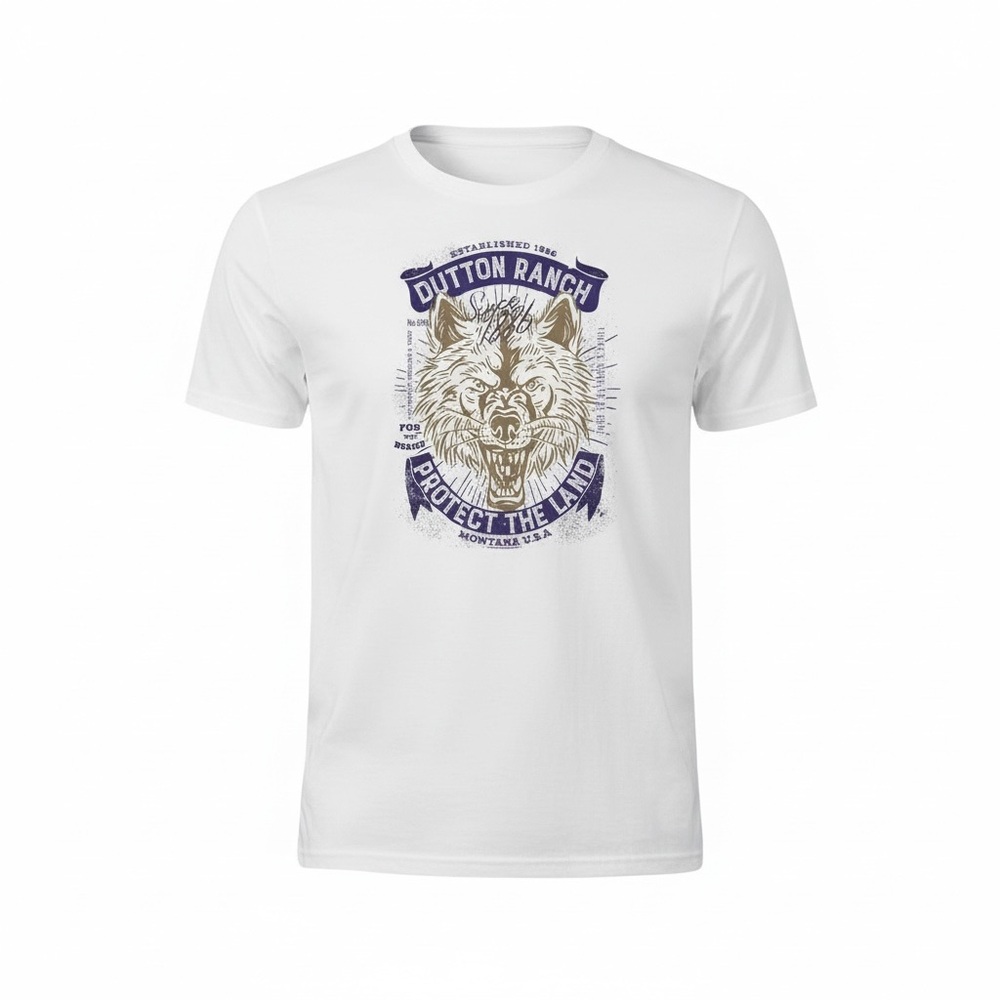 Yellowstone/ "Protect The Land"/ Wolf Unisex Adult Short Sleeve T Shirt/Size: L